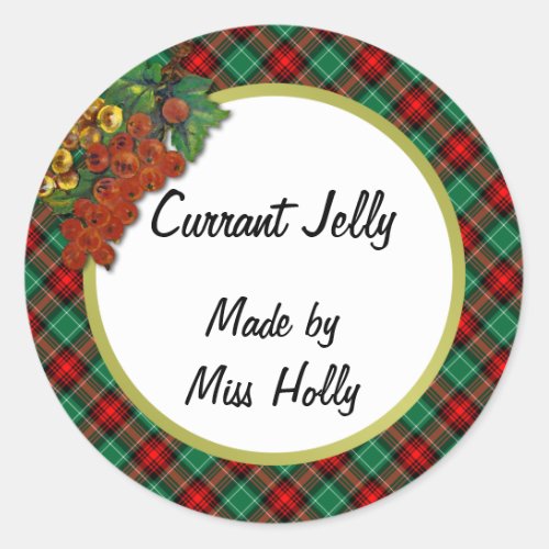 Currants Green Red Holiday Plaid Custom Recipe Tag