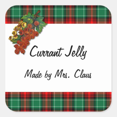 Currants Green Red Plaid Custom Holiday Recipe Tag