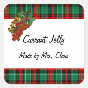 Currants Green Red Plaid Custom Holiday Recipe Tag