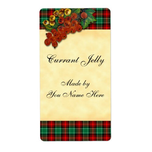 Currants Red Green Holiday Plaid Recipe Labels