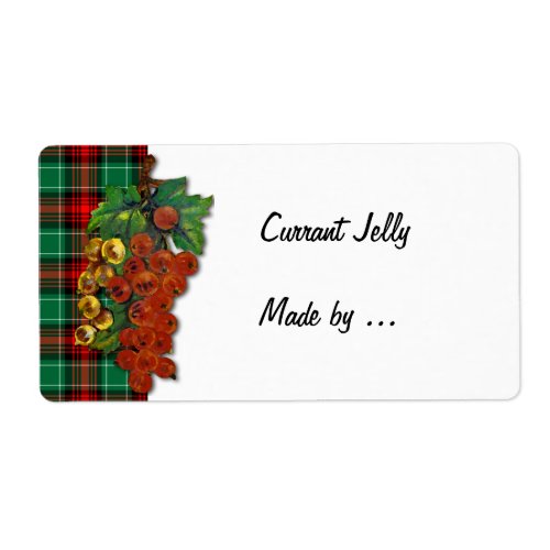 Currants Red Green Plaid Holiday Recipe Labels