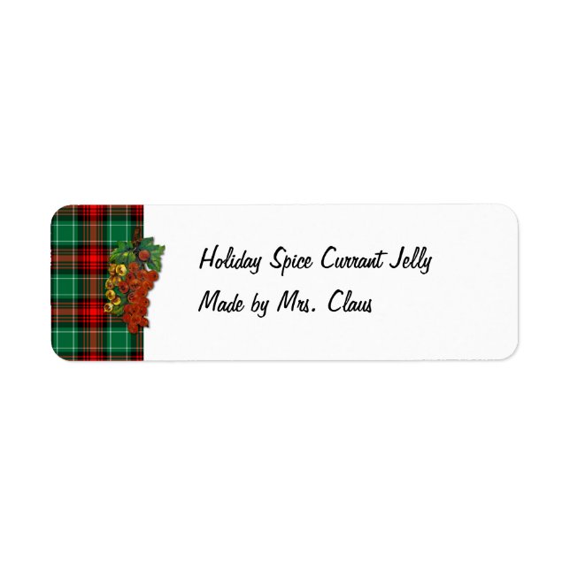 Currants Red Green Plaid Holiday Recipe Labels (Front)