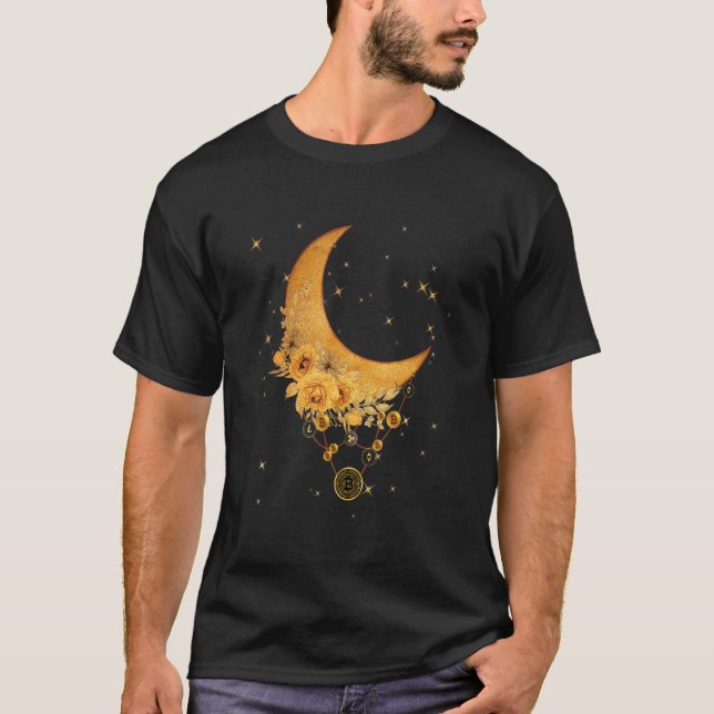 Currency Virtual On The Moon Spiritual Graphic Btc T-Shirt (Front)