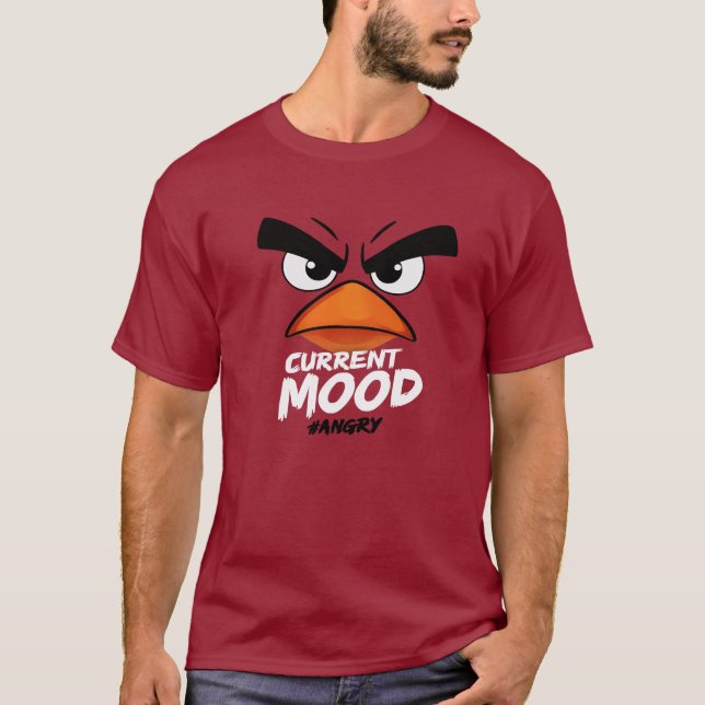 Current Mood #Angry – Funny Grumpy Bird Expression T-Shirt (Front)
