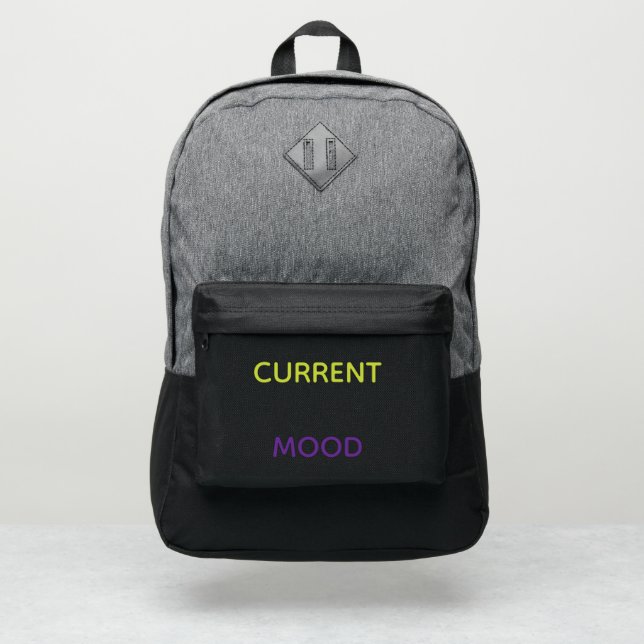 Current Mood Backpack - Minimalist Text Design (Front)