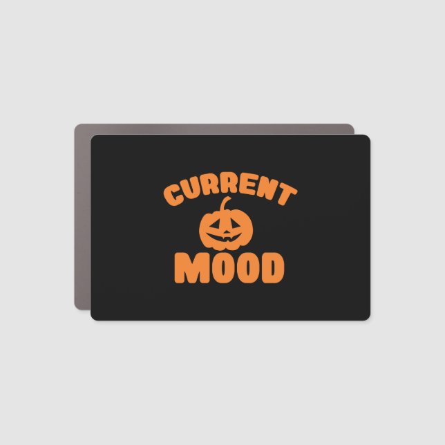 Current mood funny pumpkin halloween car magnet (Front)