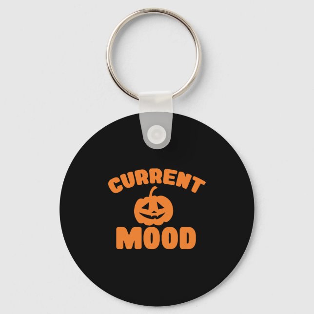 Current mood funny pumpkin halloween keychain (Front)