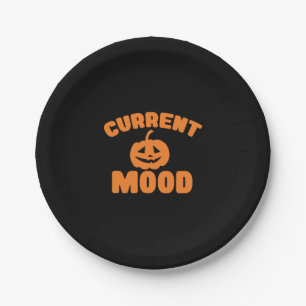 Current mood funny pumpkin halloween paper plates