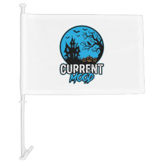 Current Mood Halloween Vintage Engraving Vector_1 Car Flag