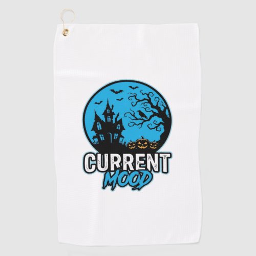 Current Mood Halloween Vintage Engraving Vector_1 Golf Towel