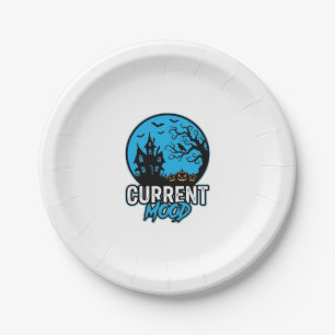 Current Mood Halloween Vintage Engraving Vector_1 Paper Plates