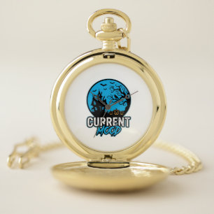 Current Mood Halloween Vintage Engraving Vector_1 Pocket Watch