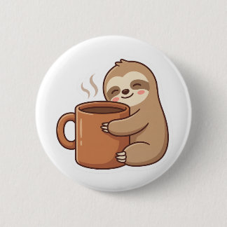 Current Mood Sloth Coffee Pin Button