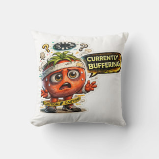 Currently Buffering Funny Retro Introvert Graphic  Throw Pillow