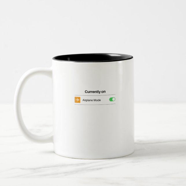 Currently on airplane mode Two-Tone coffee mug (Left)