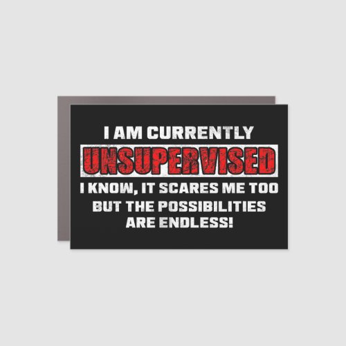 Currently Unsupervised Funny Sarcastic Quote Gift Car Magnet