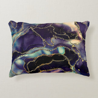 Currents of translucent hues, snaking metallic swi accent pillow