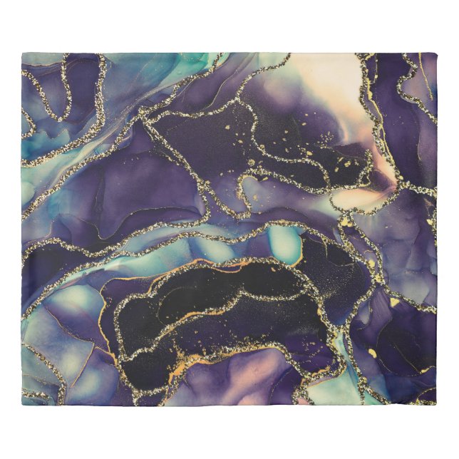 Currents of translucent hues, snaking metallic swi duvet cover (Front)