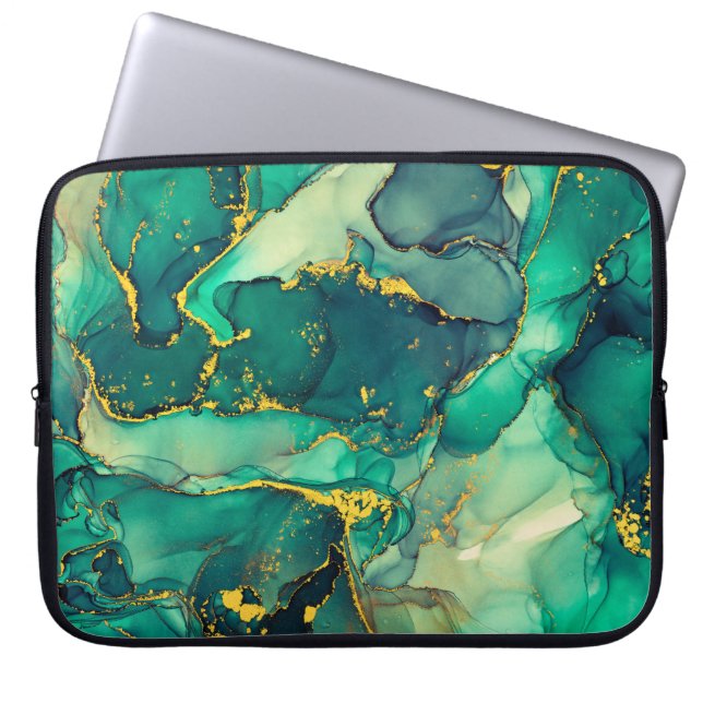 Currents of translucent hues, snaking metallic swi laptop sleeve (Front)