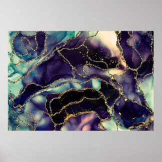 Currents of translucent hues, snaking metallic swi poster