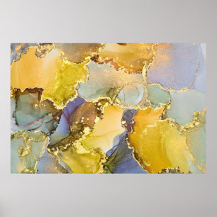 Currents of translucent hues, snaking metallic swi poster