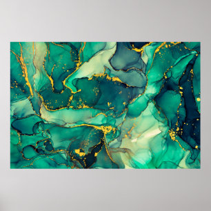 Currents of translucent hues, snaking metallic swi poster