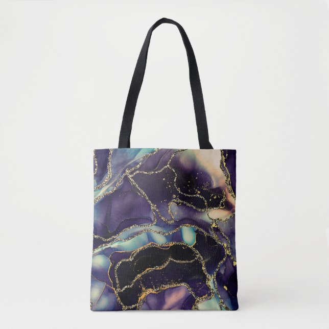 Currents of translucent hues, snaking metallic swi tote bag (Front)