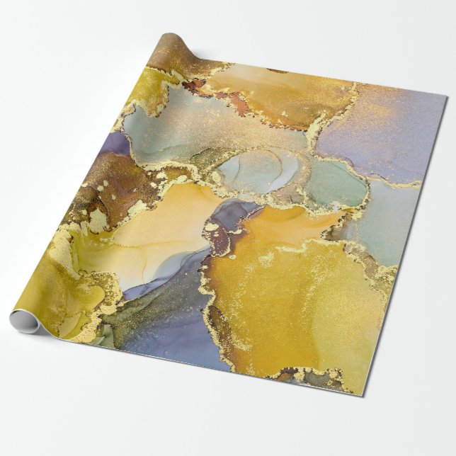 Currents of translucent hues, snaking metallic swi wrapping paper (Unrolled)