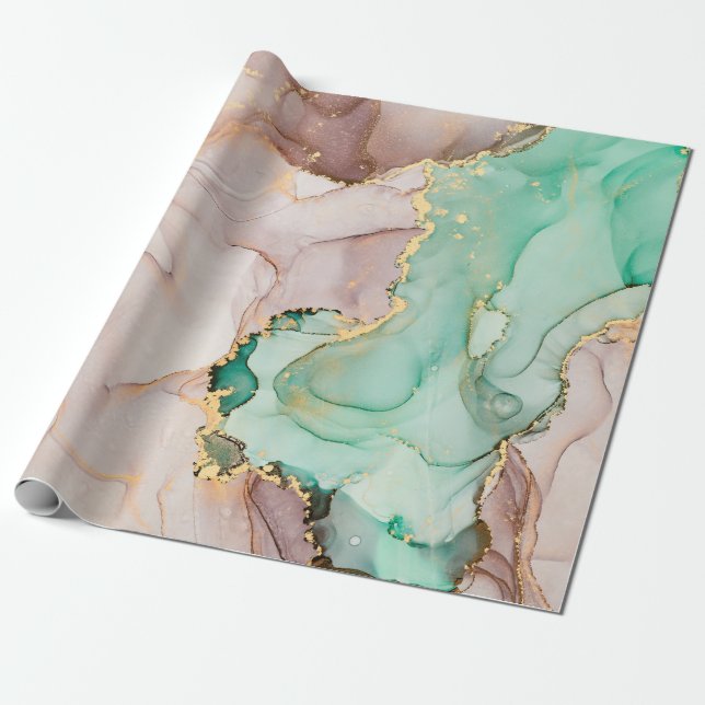 Currents of translucent hues, snaking metallic swi wrapping paper (Unrolled)