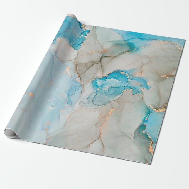 Currents of translucent hues, snaking metallic swi wrapping paper (Unrolled)