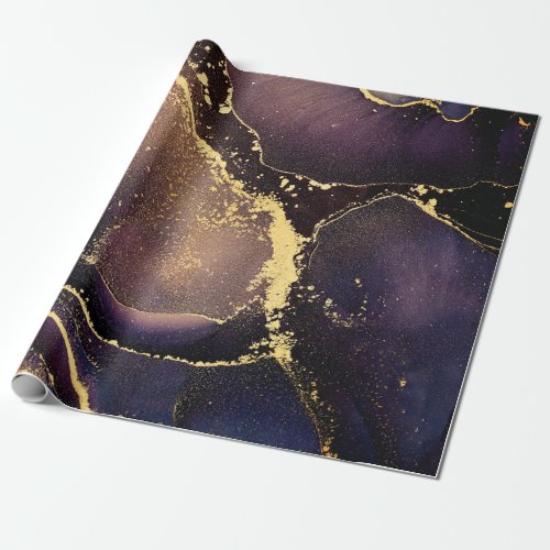 Currents of translucent hues snaking metallic swi wrapping paper