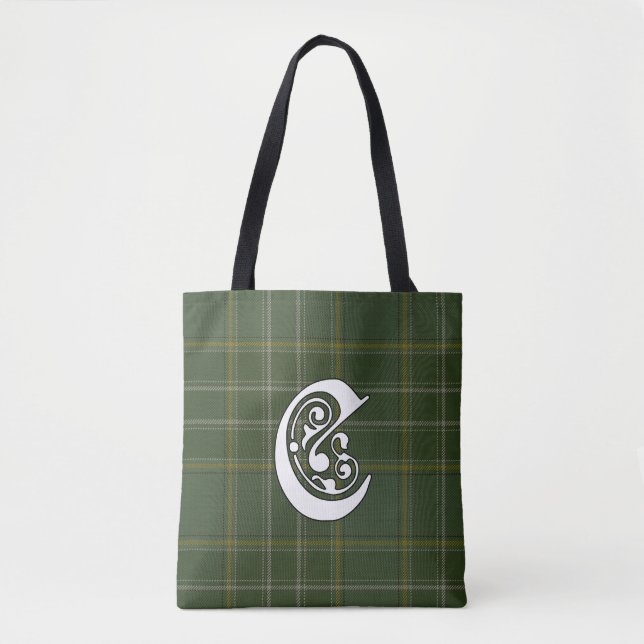 Currie Clan Tartan Monogram Tote Bag (Front)