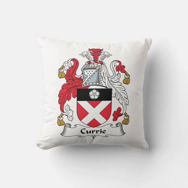 Currie Family Crest Throw Pillow (Front)