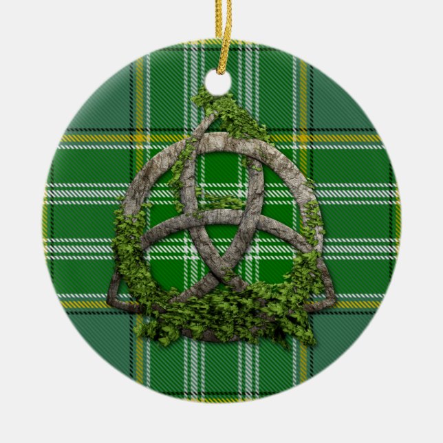 Currie Tartan And Celtic Trinity Knot Ceramic Ornament (Front)