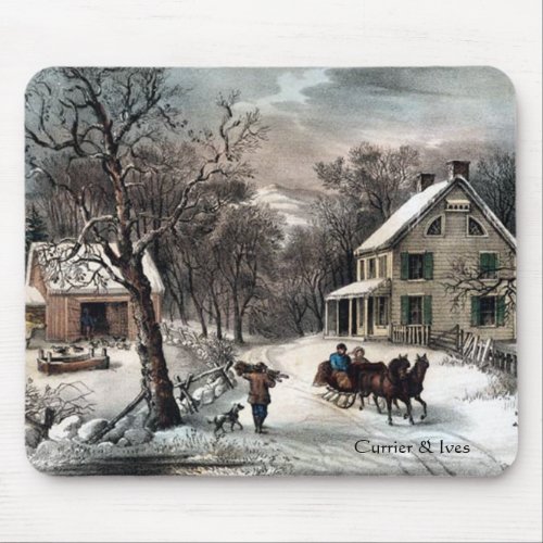Currier  Ives American Homestead Winter Mousepad