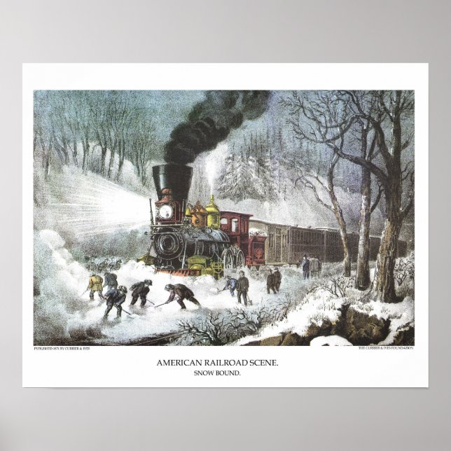 Currier & Ives Lithograph: American Railroad Scene Poster (Front)