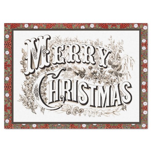 CURRIER  IVES MERRY CHRISTMAS TISSUE PAPER