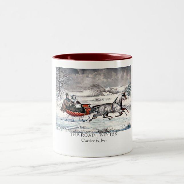 Currier & Ives - Mug - THE ROAD, WINTER (Center)