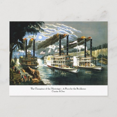 Currier  Ives _ Postcard _ Champions Mississippi