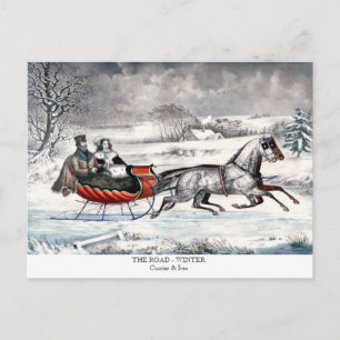 Currier & Ives - Postcard - THE ROAD - WINTER