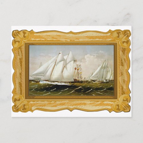 Currier  Ives   __Racing yachts postcard