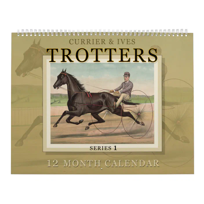 Horse Racing Calendar 2023 Currier & Ives Trotters Horse Racing Calendar | Zazzle.com