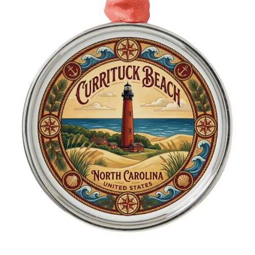 Currituck Beach Lighthouse Corolla North Carolina Metal Ornament