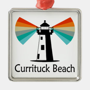 Currituck Beach Lighthouse Rainbow Metal Ornament