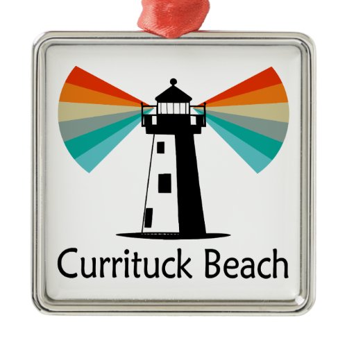 Currituck Beach Lighthouse Rainbow Metal Ornament