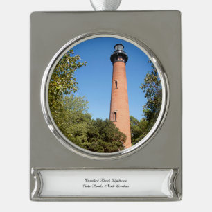 Currituck Beach Lighthouse Silver Plated Banner Ornament
