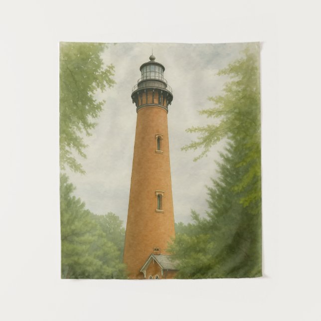 Currituck Beach Lighthouse Watercolor Tapestry (Front)