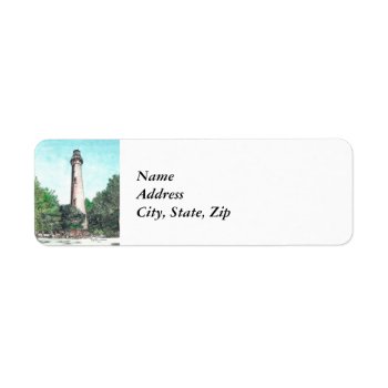 Currituck Island Lighthouse Mixed Media Label by Eclectic_Ramblings at Zazzle
