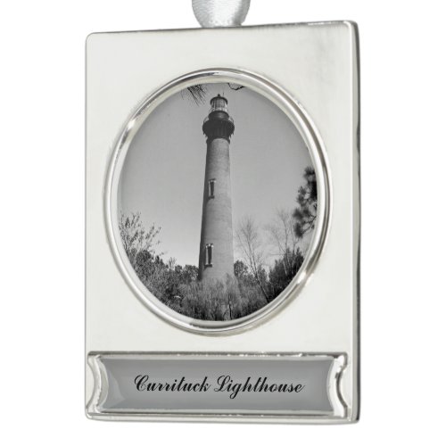 Currituck Lighthouse Silver Plated Banner Ornament