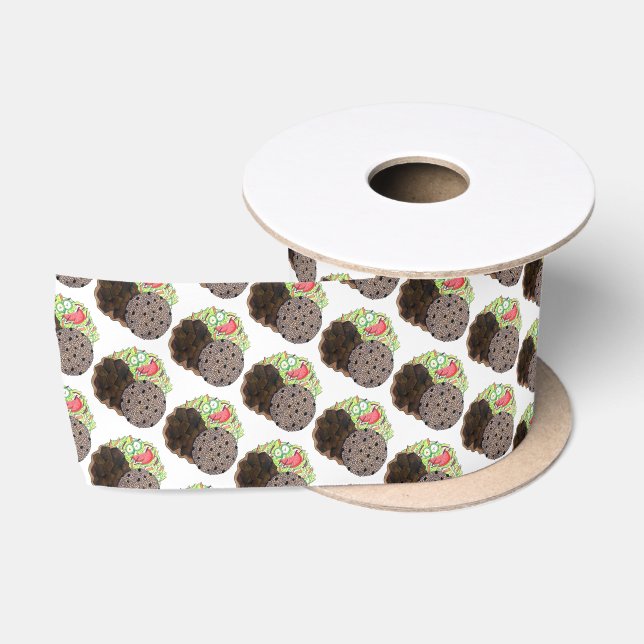 Curry Goat Rice and Peas Jamaican Caribbean Food Satin Ribbon (Spool)